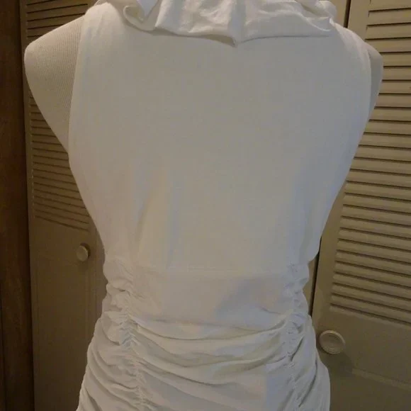 Cabi Low Cut white Sleeveless ruffle top S - Picture 7 of 8